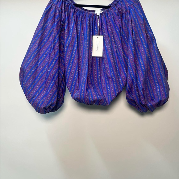 Caroline Constas Women's Blue and Pink Striped Top - Picture 2 of 10